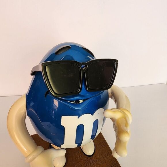 Vintage Blue M & M Candy Dispenser With Sunglasses - Picture 2 of 12